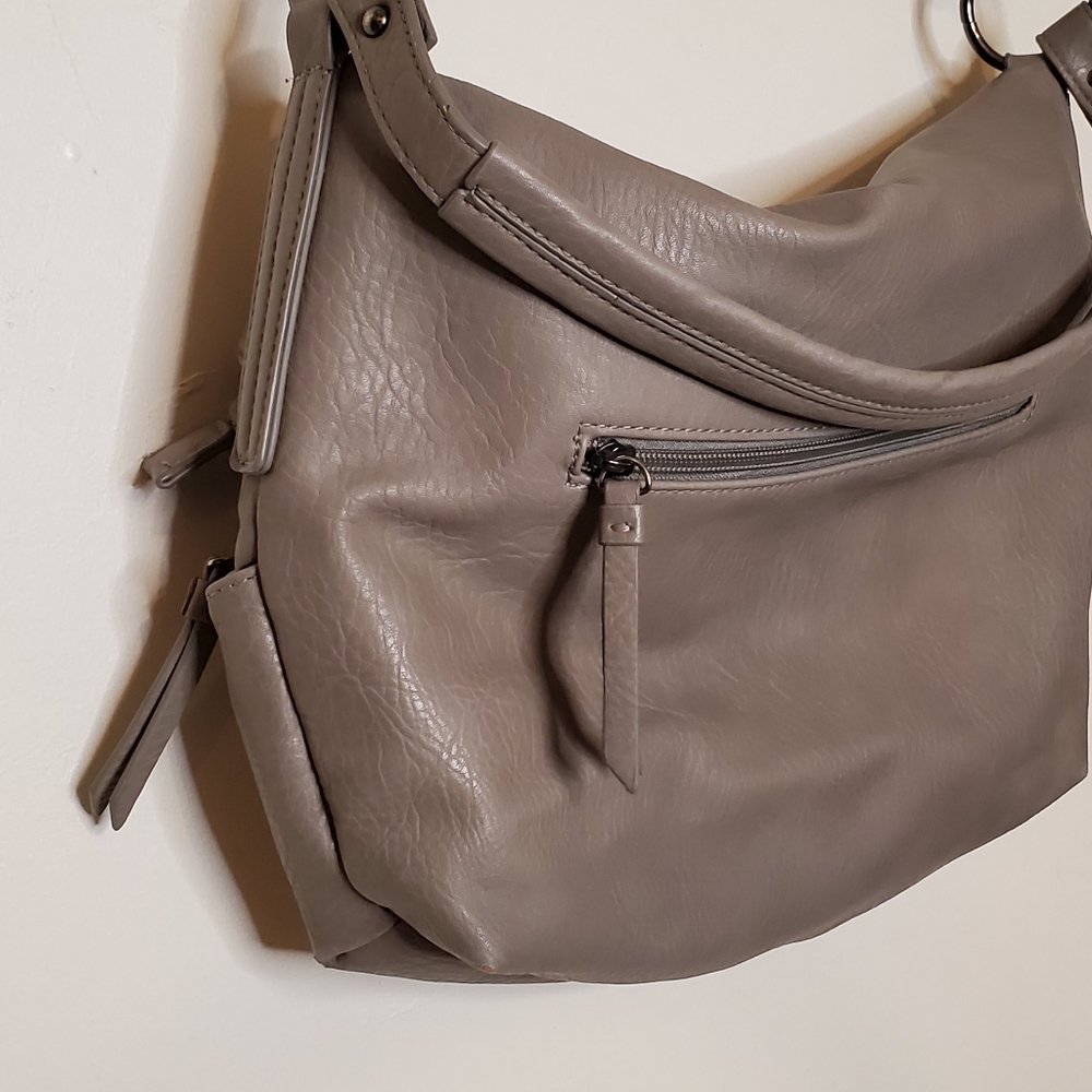 Nicole Miller Gray Boho Style Foldover Back with Curved Corner Zippered Pockets - Picture 11 of 15